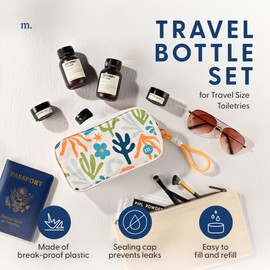 MAISONOVO Travel Bottles for Toiletries, TSA Approved, Leak Proof Refillable, Travel Size Containers and Bottles with Water Proof Toiletry Bag - Orange Pouch