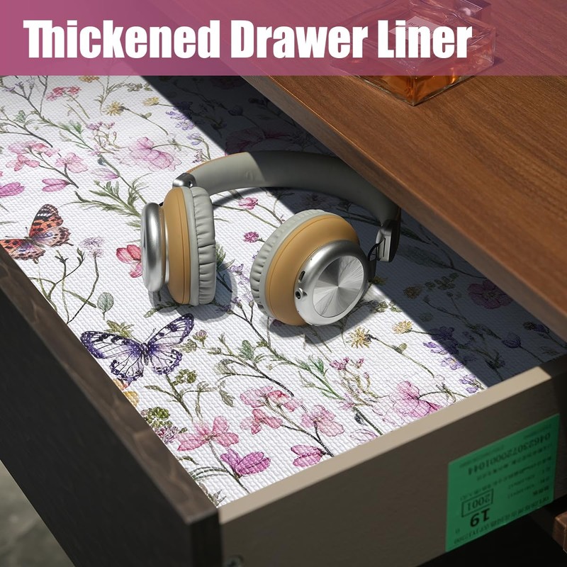 vuacepe Drawer and Shelf Liner for Kitchen Cabinets,Non-Adhesive Drawer Liner,Non-Slip