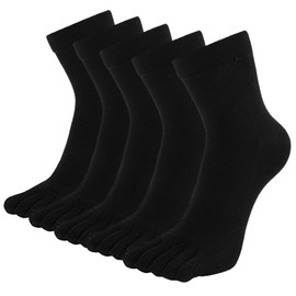 ZFSOCK Toe Socks Men's Cotton Five Finger Socks Men Colourful Socks with Toe for Running Work Sports, EU 39-44, 5 Pairs, black