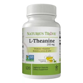 L-Teanina 200mg Nature's Trove 120 Cápsulas Sin Sabor Veganas