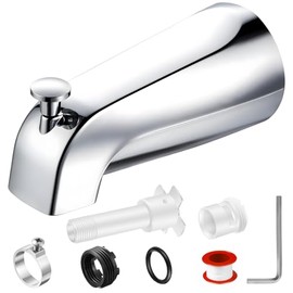 Enhon Tub Spout, Universal Fits 1/2'' Copper Pipe, 1/2'' IPS and 3/4'' IPS, Bathroom Bathtub Tub Faucet Replacement with Adapters (with Diverter,Chrome)