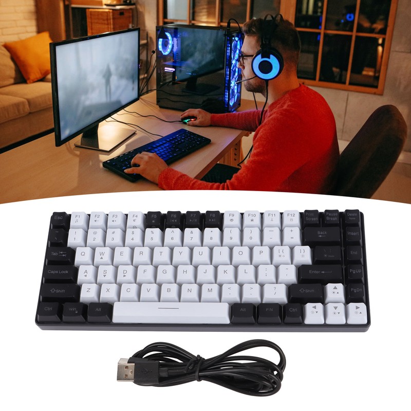 Gaming Keyboard Type C 84 Keys RGB Backlit Ergonomically Curved