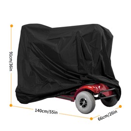 Mobility Scooter Cover Waterproof Outdoor Electric Scooter Cover, 210D Oxford Scooter Dust Cover for Storage, Mobility Scooter Accessories Prevent Rain Wind Dust Dirt Snow Sun, Black (55 x 26 x 36 IN)