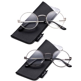 Quality Unisex Retro Round Reading Glasses Spring Hinge Stainless Steel Frame Metal Round Reading Glasses
