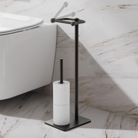 RUACQ Toilet Paper Holder Stand, Bathroom Toilet Paper roll Holder Free Standing with Storage for 4 Rolls, Post Pivoting Design, Stable Weighted Base, SUS304 Stainless Steel (Oil Rubbed Bronze)