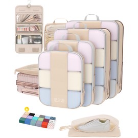 8 Set Compression Packing Cubes for Travel Essentials(Cream)
