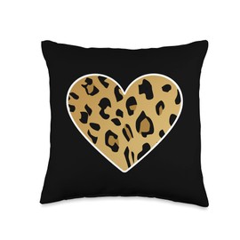 jaguar wild cat cougar retro gifts Leopard Heart Cheetah-Animal Print Throw Pillow, 16x16, Multicolor