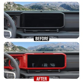 JeCar Instrument Panel Trim Covers Navigation Touch Sreen Decoration Kits Interior Accessories Compatible with Jeep Wrangler 2024 JL JLU & Gladiator JT Truck, Red