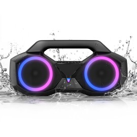 Bluetooth Speaker 80W(Peak)Loud with Bass, 20H Playtime, IPX7 Waterproof, RGB Lights, TWS, Large Portable Wireless Speakers for Outdoor, Home, Party, Pool, Beach, Tailgating, Gym, Work, Gifts (Black)