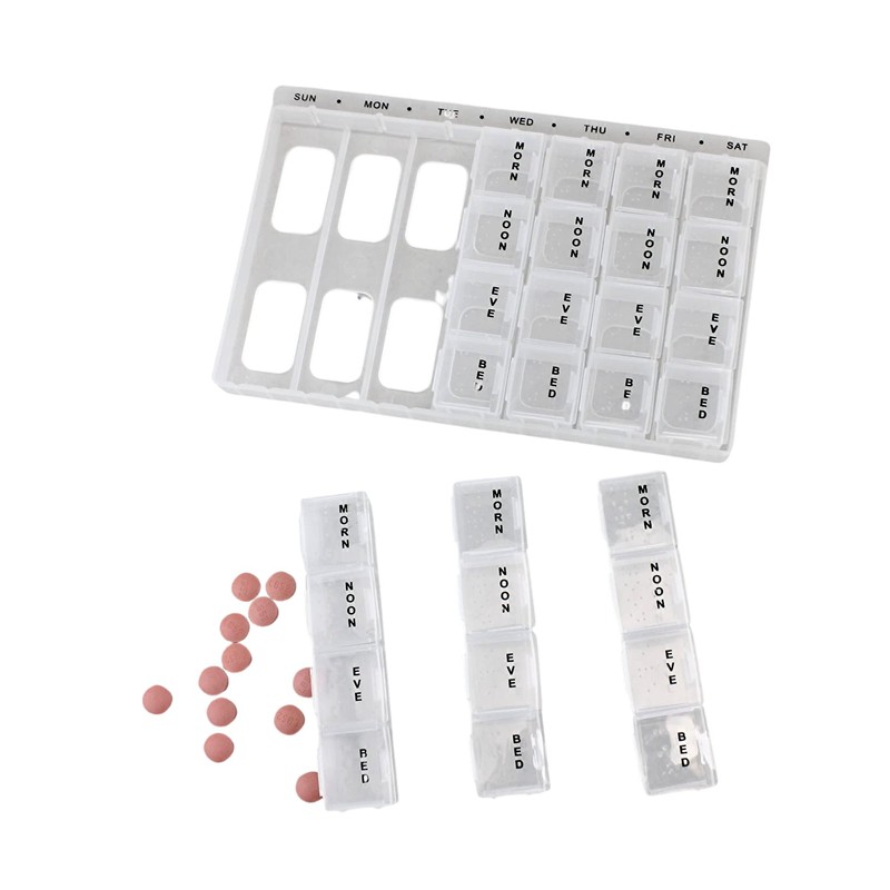 7-Day Pill Box Organizer 4 Times A Day Morning Noon
