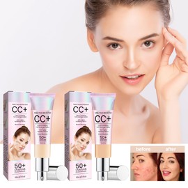Tkekruh CC Cream Colour Correcting 30 ml, CC Creme Foundation Moisturising Full Coverage, Improves the Complexion, Sunscreen Concealer, Waterproof, Durable, Moisture Cushion, Light