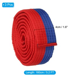 PATIKIL Taekwondo Colored Ranking Belt, 3 Pack 1.6" x5Ft 1.6M Polyester Martial Arts Judo Karate Belts for Coach Teaching Practice, Blue and Red