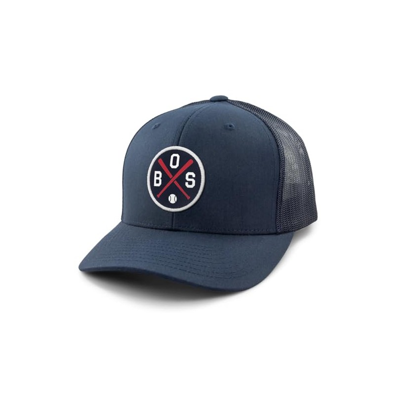 BOS Baseball Emblem Classic Snapback Trucker Hat Navy