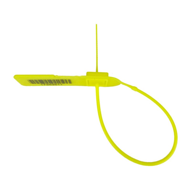 Yellow Pull-Tight Barcode Security Seals 8'', 100 Seals