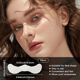 SOFPLATE 1 Box 10Pcs Gold Glitter Face Tattoos Freckles Face Tattoo Polka Dots Makeup Patches Sweatproof Waterproof Faux Freckle Sparkle Temporary Stickers Accessories for Women Festival Party Decor