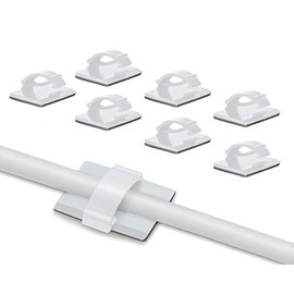 Elfcam - 30PCS Adjustable Cable Clips, Adhesive Cable Organizer Cord Holder for Fiber Optic Cables, Wire Cables and Slim Ethernet Cables Cat 6, Pack of 30, White