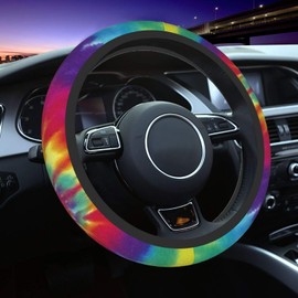 Colorful Tie Dye Universal 15 Inch Steering Wheel Covers Non Slip Neoprene Car Wrap Cover for Adults