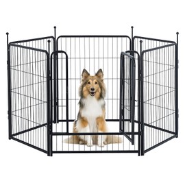 Dog Playpen,Portable Outdoor Dog Fence, Dog Pen Indoor, Dog Playpen for Large/Medium/Small Dogs, Dog Fences for The Yard,with Doors Foldable Metal Dog playpen (32 inch, 06 Panels)