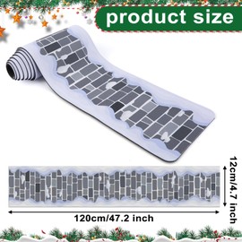 DTOFOOT Christmas Village Accessories, 4.7 x 47.2 Inch Christmas Village Road Xmas Village Brick Street Snow Brick Mat for DIY Christmas Village Miniature Landscape Fireplace Decor