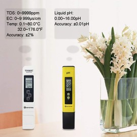 KETOTEK Digital pH TDS & EC Temp Meter for Water, pH Pen and PPM Tester TDS-EC-Temperature Meter, PH Tester with 0-14.00pH and 0.01 Accuracy, TDS EC PH Meters for Aquarium, Hydroponic, RO System