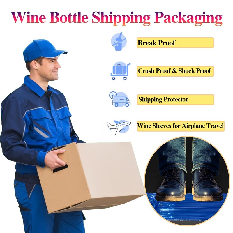 AKLVBL Wine Bottle Travel Protector Bags,Blue Wine Skins for Travel