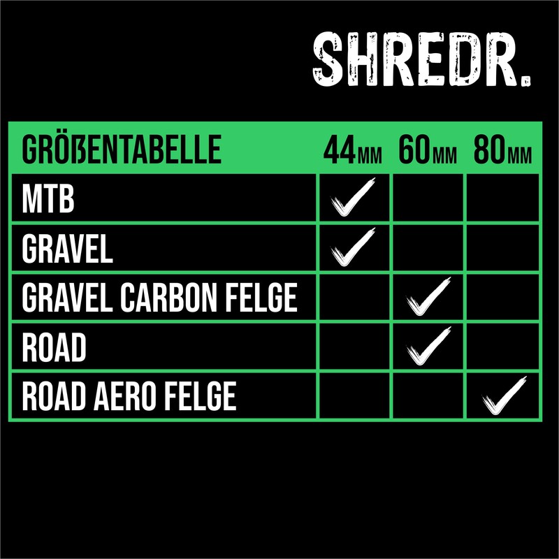 Shredr. Tubeless Valve Set | Presta Valves for Tubeless Tyres