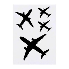 4 x 'Airplane Silhouette' Temporary Tattoos - Water Resistant, Skin-Safe, Non-Toxic Transfers, Mixed Sizes (TO00072180)