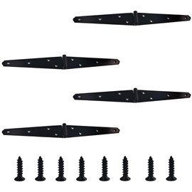 AUXBC 4Pcs 5-Inch Heavy Duty Iron Strap Hinges, Matte Black Gate Tee Hinges for Shed, Fence, Cabinet, Wood Gate Applications with Mounting Screws