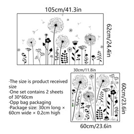 Wenxiaw Wall Tattoo Dandelions Black for Wall Decoration, Large Dandelion Flowers Plants Wall Sticker Wall Sticker Wall Sticker Wall Pictures for Living Room Bedroom Hallway Window
