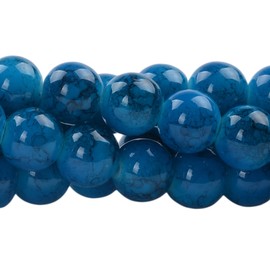 RUBYCA 10mm 2 Strands Czech Glass Round Beads Blue Painted Colored String for Jewelry Making