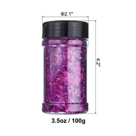 QUARKZMAN Holographic Coarse Glitter 3.5 oz/100 g Laser Purple Holographic Glitter Powder Mixed Coarse and Fine Flakes Iridescent Sequins for Nails