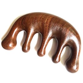 Wooden Massage Gua Sha Comb Wide Tooth Comb for Head Scalp, Facial, Body Massage Natural Sandalwood Massager Acupressure Tools Gift for Women Men (brown)