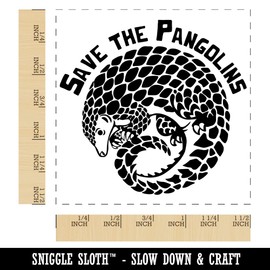 Save The Pangolins Endangered Species Self-Inking Rubber Stamp Ink Stamper - 1-1/2 Inch Large - Black Ink