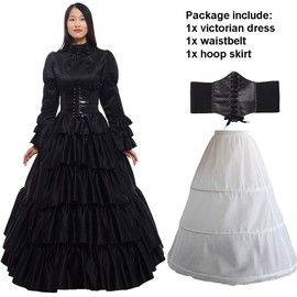 GRACEART Women Gothic Victorian Rococo Dress Costumes Balck XXL