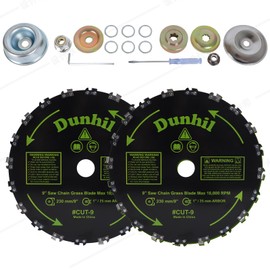 2 Pack 9 inch 20T 9” x 20T Chainsaw Tooth Brush Cutter Blades with 2 Set Adapter Kits for Weed Eater, Cutter, Trimmer