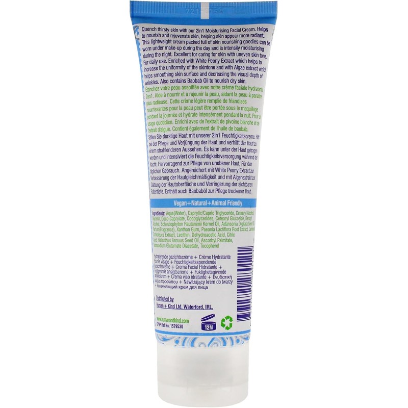 Human+Kind Moisturising Facial Cream For Unisex 2.5 oz Cream