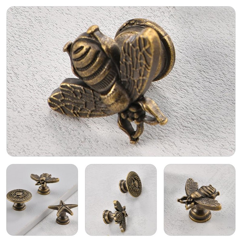 Angoily 10pcs Retro Cabinet Knobs Decorative Bee Drawer Pulls Wardrobe