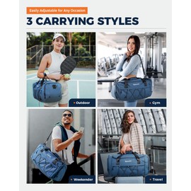 Tolaccea Sports Gym Bag for Men Women, Travel Bag with Wet Pocket & Shoe Compartment, Duffle Bag Weekend Overnight Holdall Bags for Swim Yoga Vacation, Foldable Lightweight Waterproof - 35L