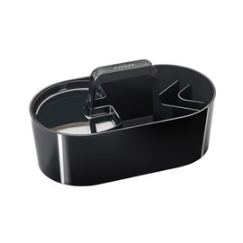 HAN Toolbox Loft Plastic Basket with Handle, 4 Compartments Desk Basket, Cleaning Basket, Craft Basket, Storage for Utensils, Jet Black, 1200-13