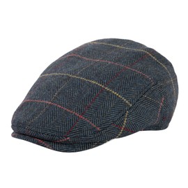 TOP-EX XL Men's Wool Blend Flat Cap Peaked Cap Tweed Newsboy Baker Boy Hats for Golf & Fishing Gatsby Duckbill Caps for Shooting Walking Hunting Plaid_Navy XL