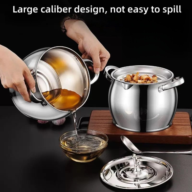 118oz Stainless Steel Jumbo Bacon Grease Container with Removable Strainer,