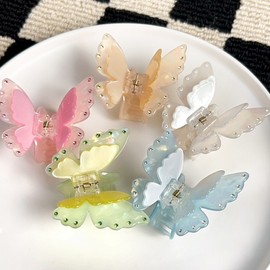 Spring/Summer New Acrylic Double-Layer Luxurious Butterfly Sweet Hair Clip - Small & Refreshing Mermaid Style 7.5CM 20ea