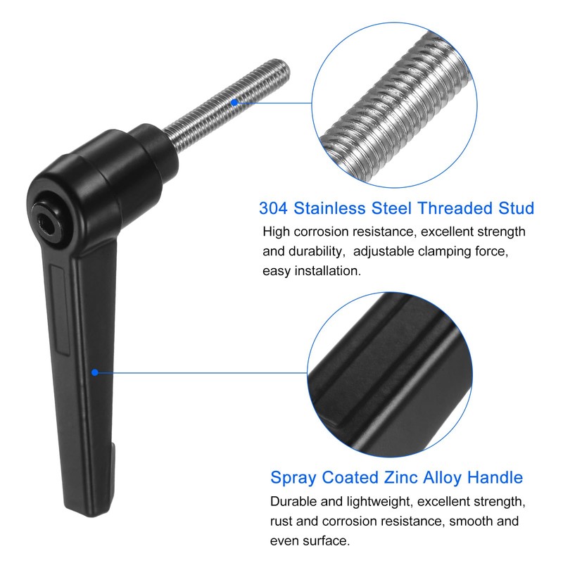 uxcell 2pcs Clamping Lever Handles, M5 x 30mm 304 Stainless