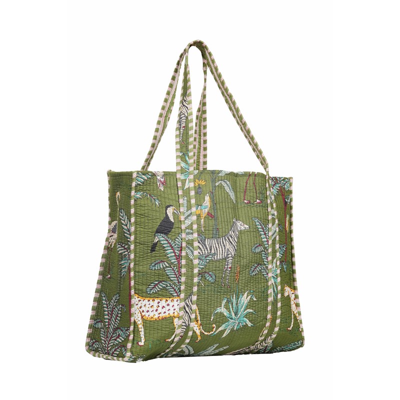 INDACORIFY Beautiful Printed Cotton Tote Bag Indian Handmade Shopping Bag