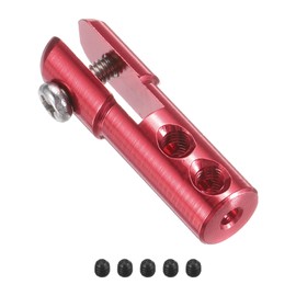 QUARKZMAN 1 Piece Metal Clevis M2 Thread Aluminium Alloy Clevis Servo Horn Pull Rod Chuck Connector with Screws for RC Aeroplane Car Helicopter Model Replacement Parts, Red
