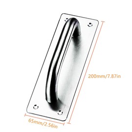Sliding Door Handle, Tiberham Heavy Duty Stainless Steel Pull Push Door Handles with Back Plate, Gate Handle Toilet Door Pull Plate Wooden Cabinet Cupboard Handle Hardware (200 x 65 mm)