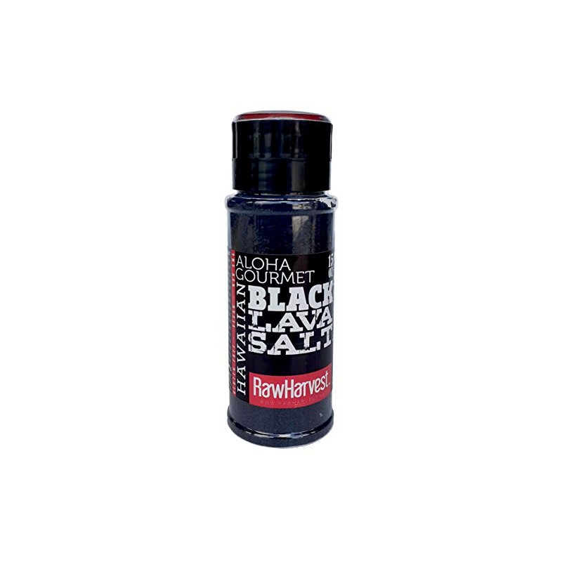 RawHarvest Hawaiian-Style Black Lava Coarse Salt 15oz with adjustable Refillable