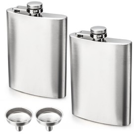 Drinking Flask 2 Pcs Stainless Steel and Flasks for Liquor 8 Oz Perfect for Outdoor Activities Camping (Stainless steel original color)