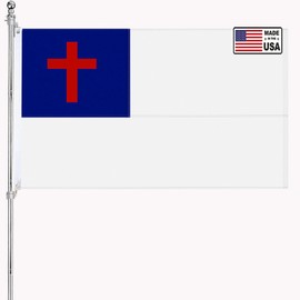 Embroidered Christian Flag Christianity Cross Church Jesus Faith Flags 3x5 for Outdoor Room Double Sided 340D Polyester Fiber Vibrant Colors Catholic Flag with 2 Brass Grommets