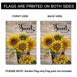 ULOVE LOVE YOURSELF Farmhouse Decorative Garden Flag Sunflowers Outdoor Flag Home Sweet Home Double Sided House Yard Patio Small Burlap Garden Flags 12.5 x 18 Inch